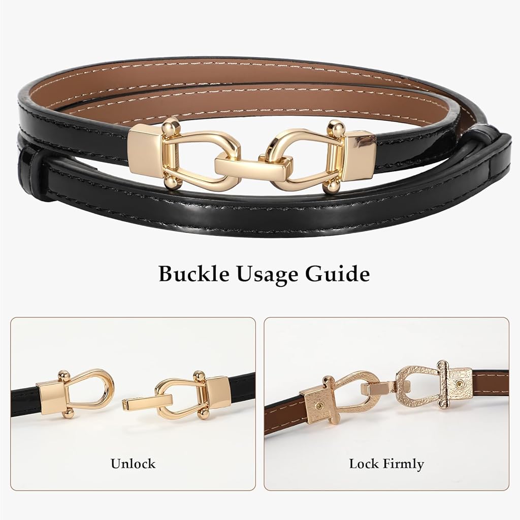 PALAY® 2pcs Women Classic Leather Belt With Square Gold Silver Buckle For Jeans Pants - Black & Brown PALAY® 2pcs Women Classic Leather Belt With Square Gold Silver Buckle For Jeans Pants - Black & Brown